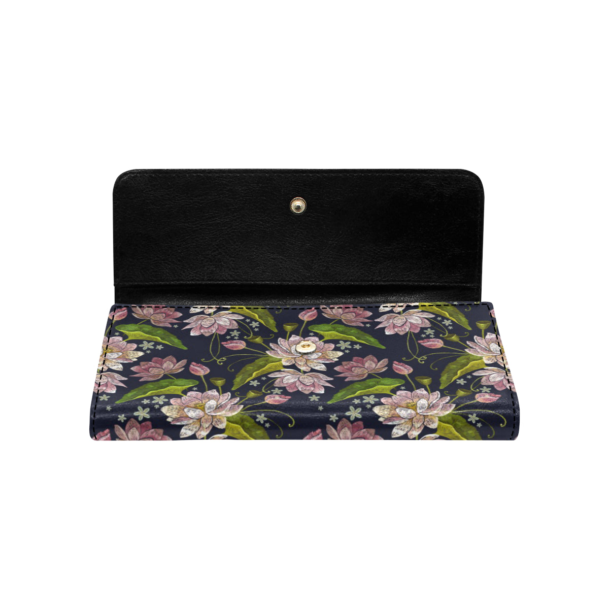 lotus Embroidered Pattern Print Design LO06 Women's Trifold Wallet