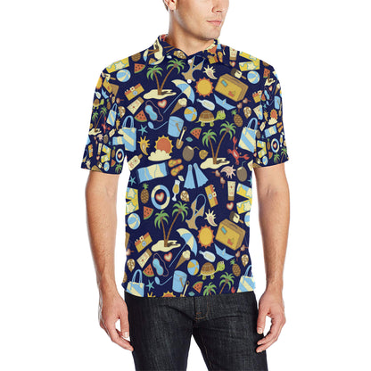 Beach Themed Pattern Print Design 04 Men Polo Shirt