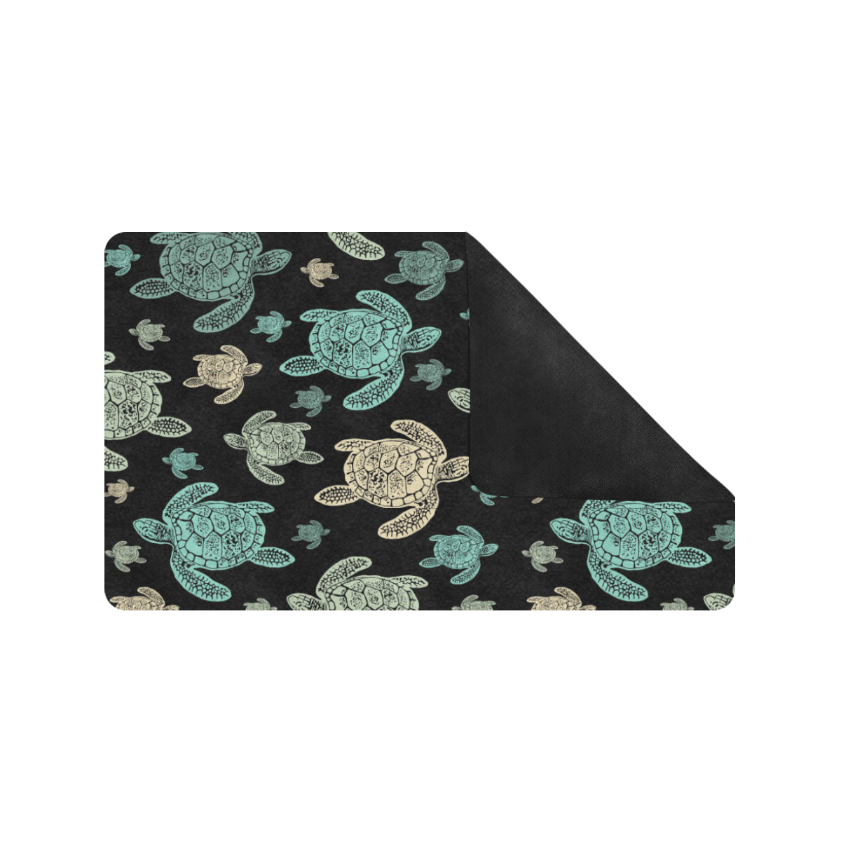 Sea Turtle Stamp Pattern Rubber Doormat
