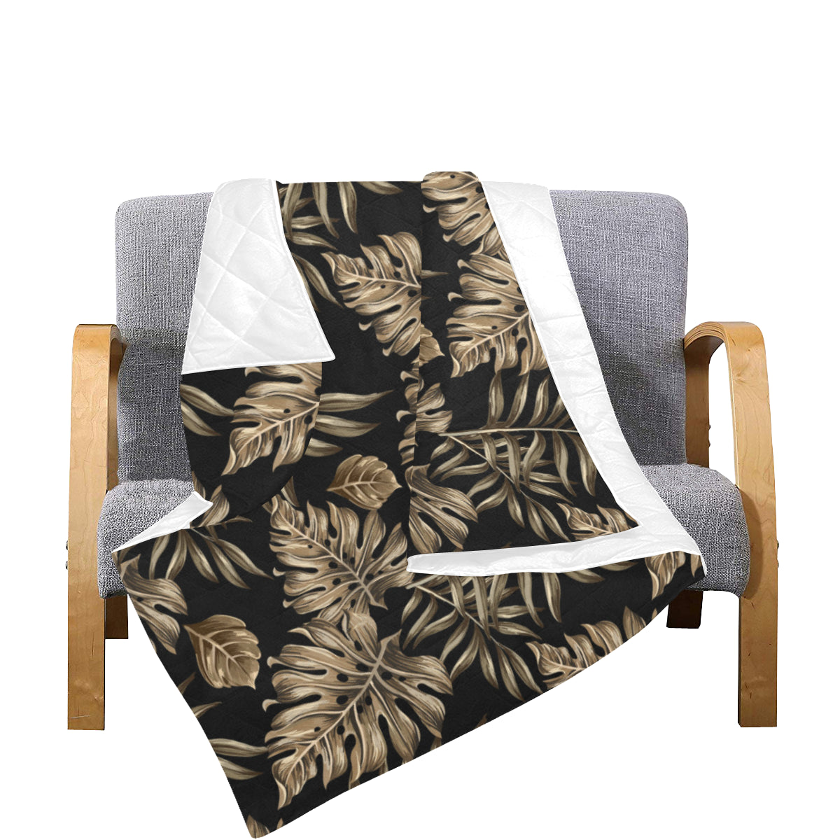 Brown Tropical Palm Leaves Premium Quilt