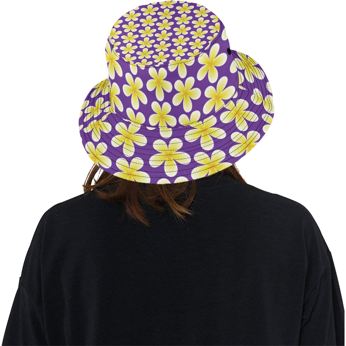 Yellow Plumeria Pattern Print Design PM05 Unisex Bucket Hat