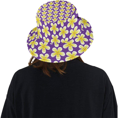 Yellow Plumeria Pattern Print Design PM05 Unisex Bucket Hat