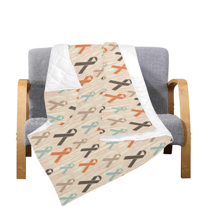 Cancer Awareness Pattern Print Design 01 Premium Quilt
