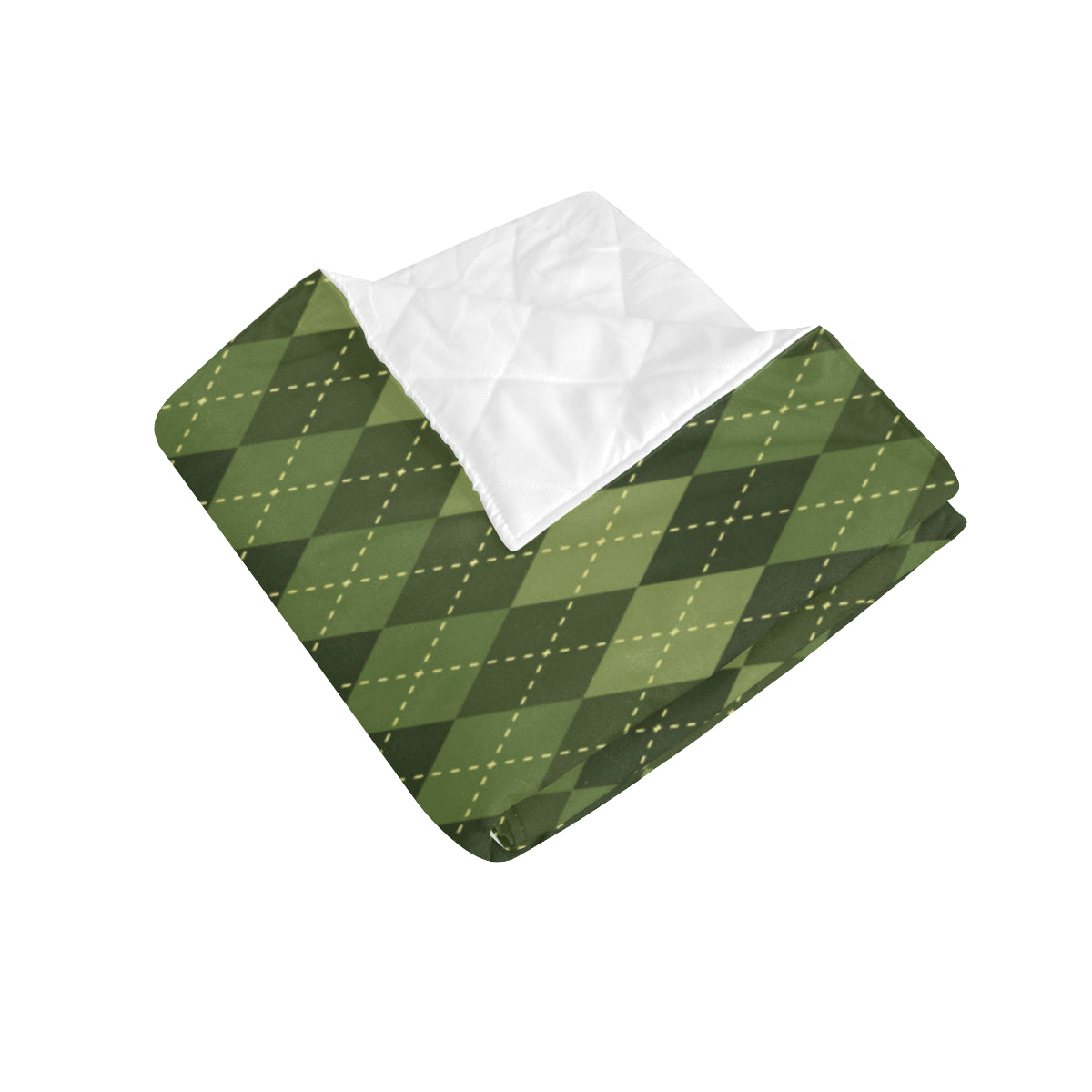 Argyle Green Pattern Print Design 01 Premium Quilt