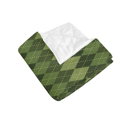 Argyle Green Pattern Print Design 01 Premium Quilt
