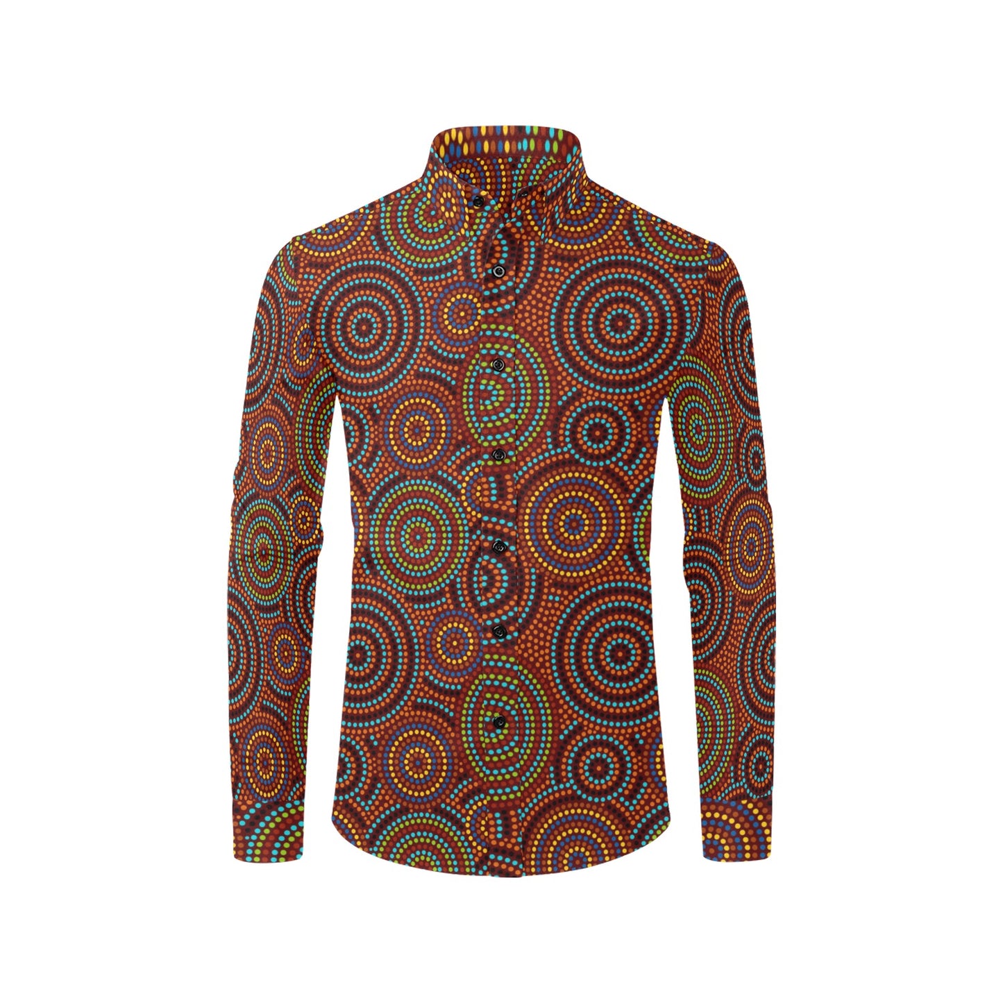 Aboriginal Print Design LKS403 Men's Long Sleeve Dress Shirt