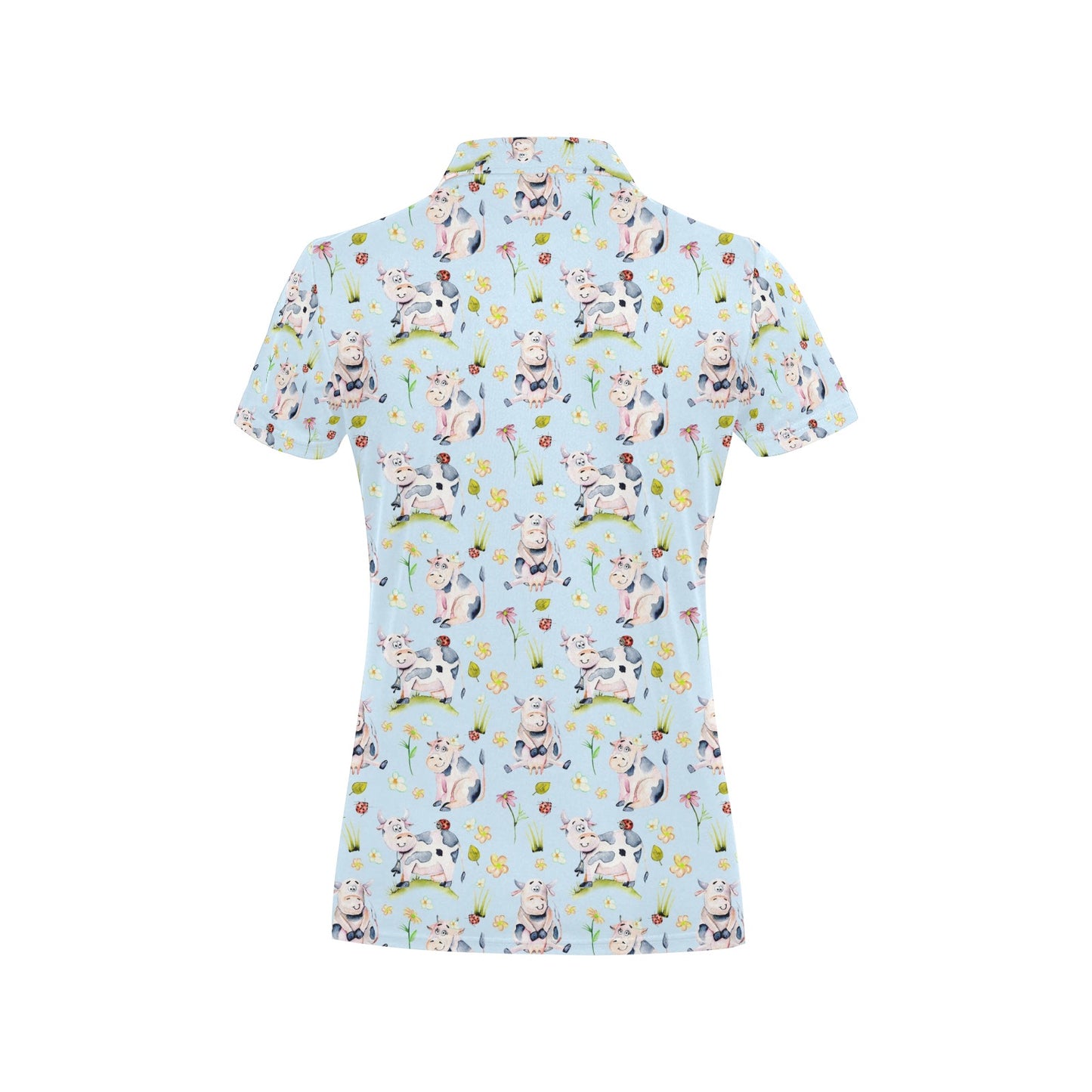 Cow Happy Pattern Print Design 05 Women's Polo Shirt