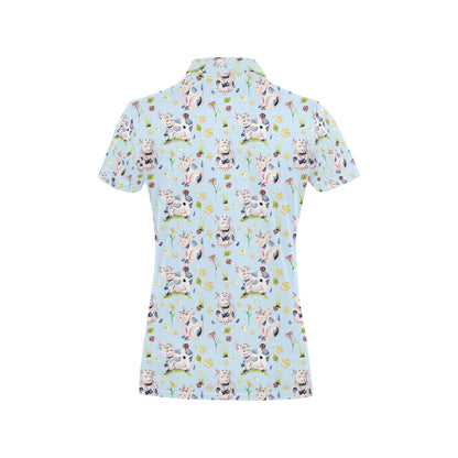 Cow Happy Pattern Print Design 05 Women's Polo Shirt
