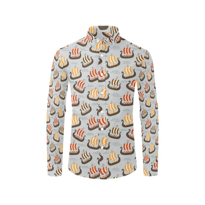 Vikings Print Design LKS308 Men's Long Sleeve Dress Shirt