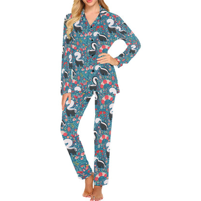 Skunk Print Design LKS302 Women's Long Pajama Set