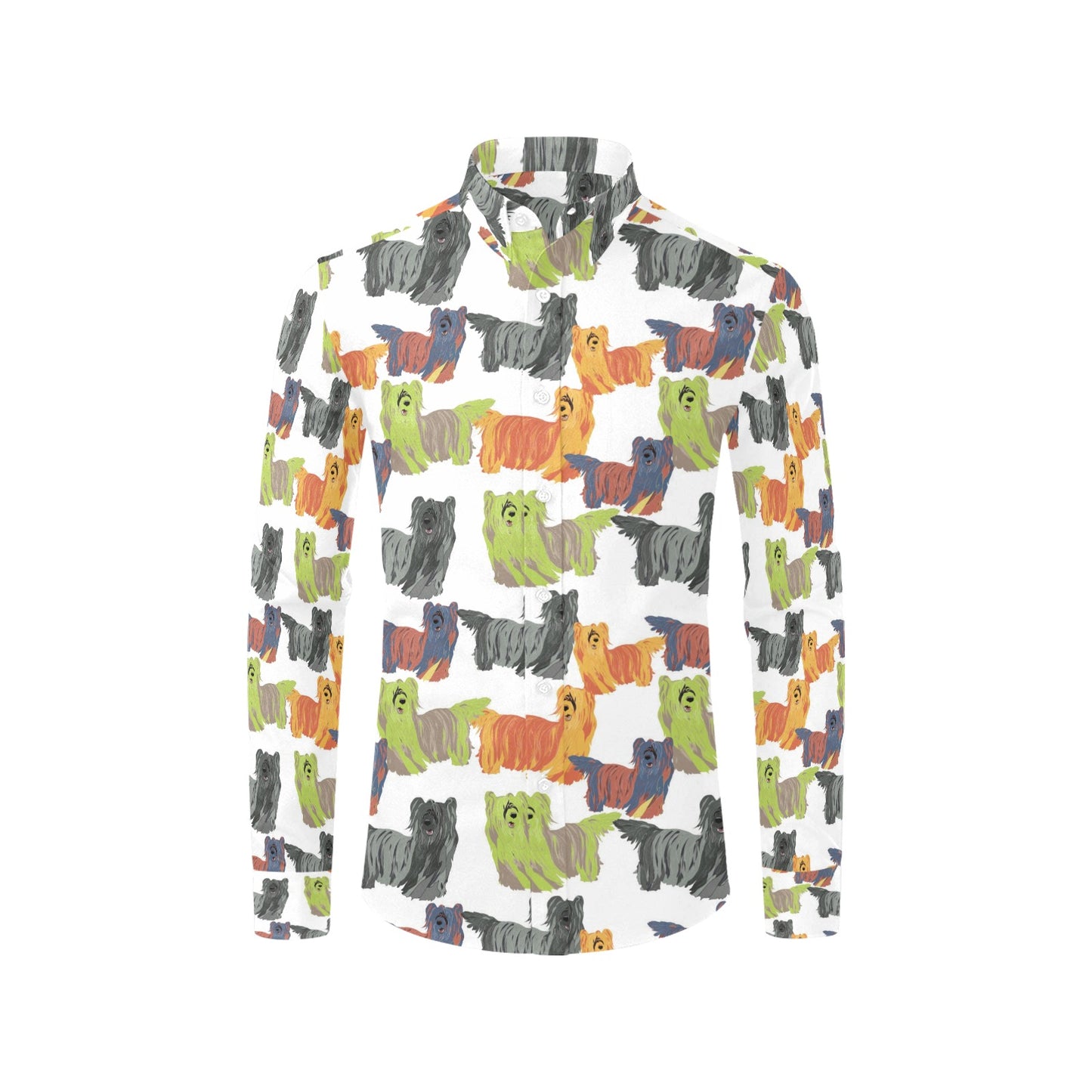 Skye Terriers Print Design LKS301 Men's Long Sleeve Dress Shirt