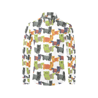 Skye Terriers Print Design LKS301 Men's Long Sleeve Dress Shirt