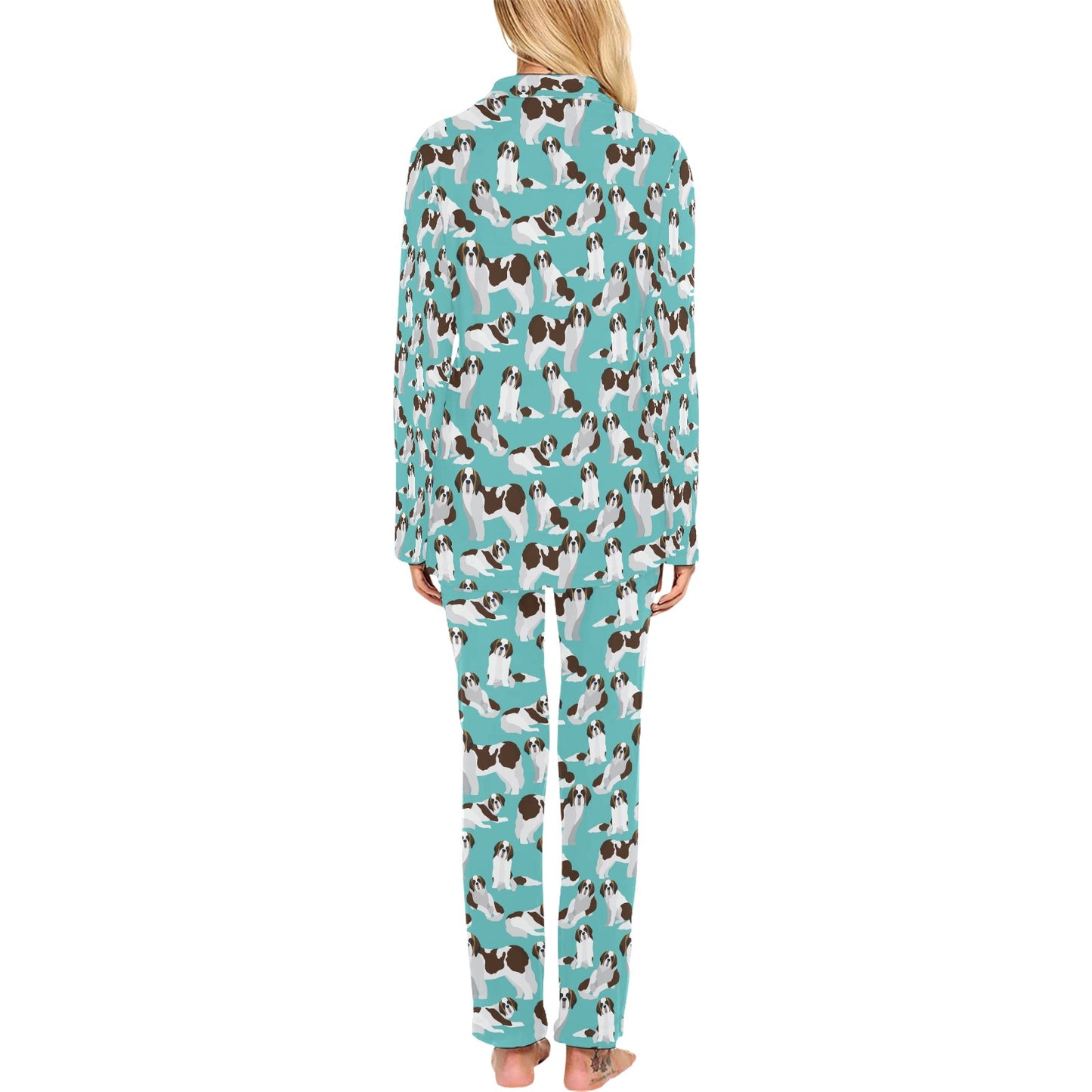 St Bernards Print Design LKS302 Women's Long Pajama Set