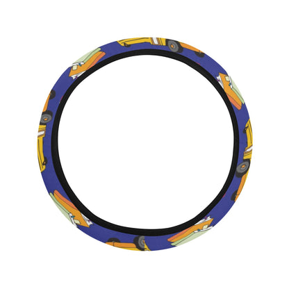 School Bus Print Design LKS307 Steering Wheel Cover with Elastic Edge