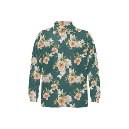 Iris Pattern Print Design IR01 Long Sleeve Polo Shirt For Men's
