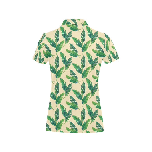 Banana Leaf Pattern Print Design 01 Women's Polo Shirt