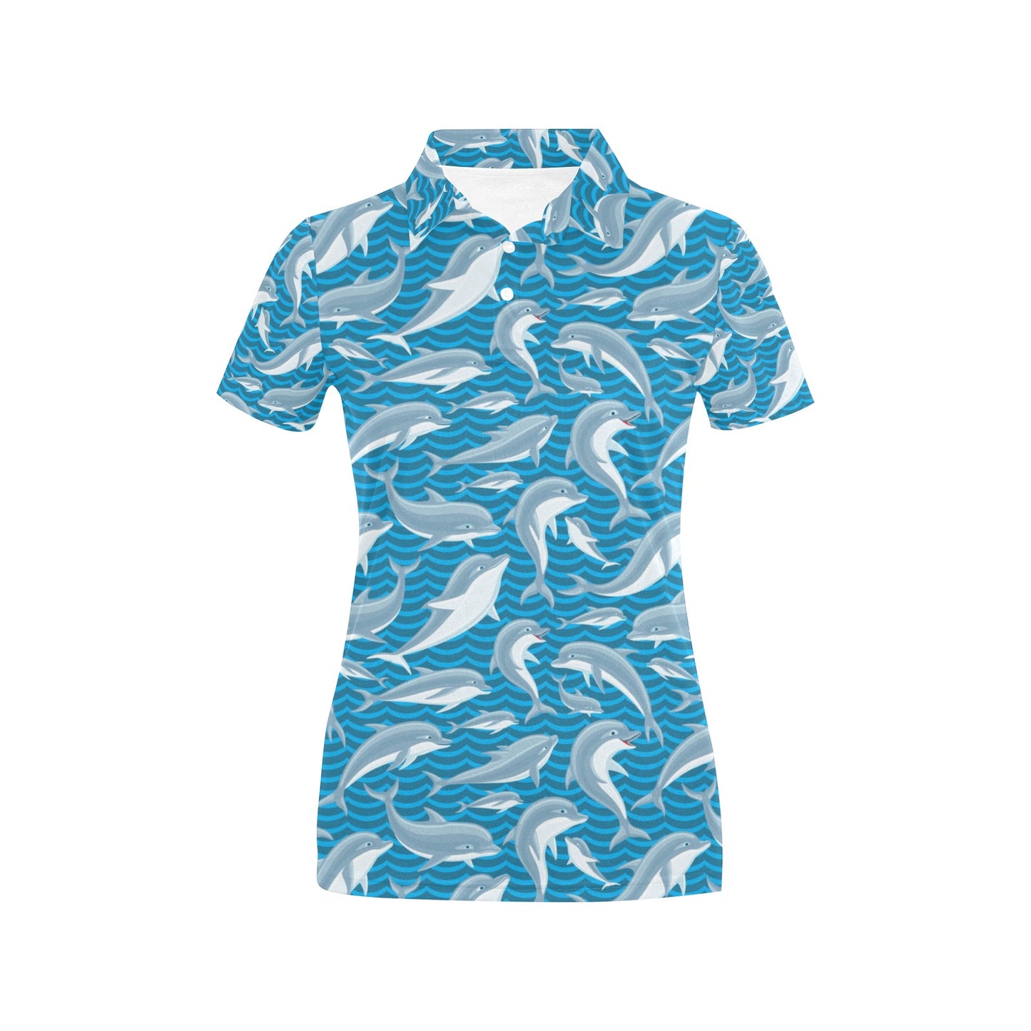 Dolphin Cute Print Pattern Women's Polo Shirt