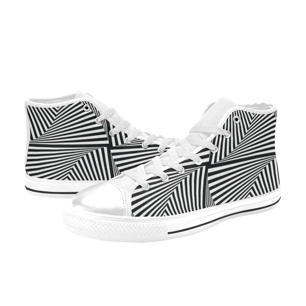 Vortex Print Design LKS302 Men's High Top Canvas Shoes