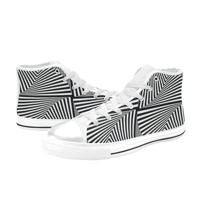 Vortex Print Design LKS302 Men's High Top Canvas Shoes