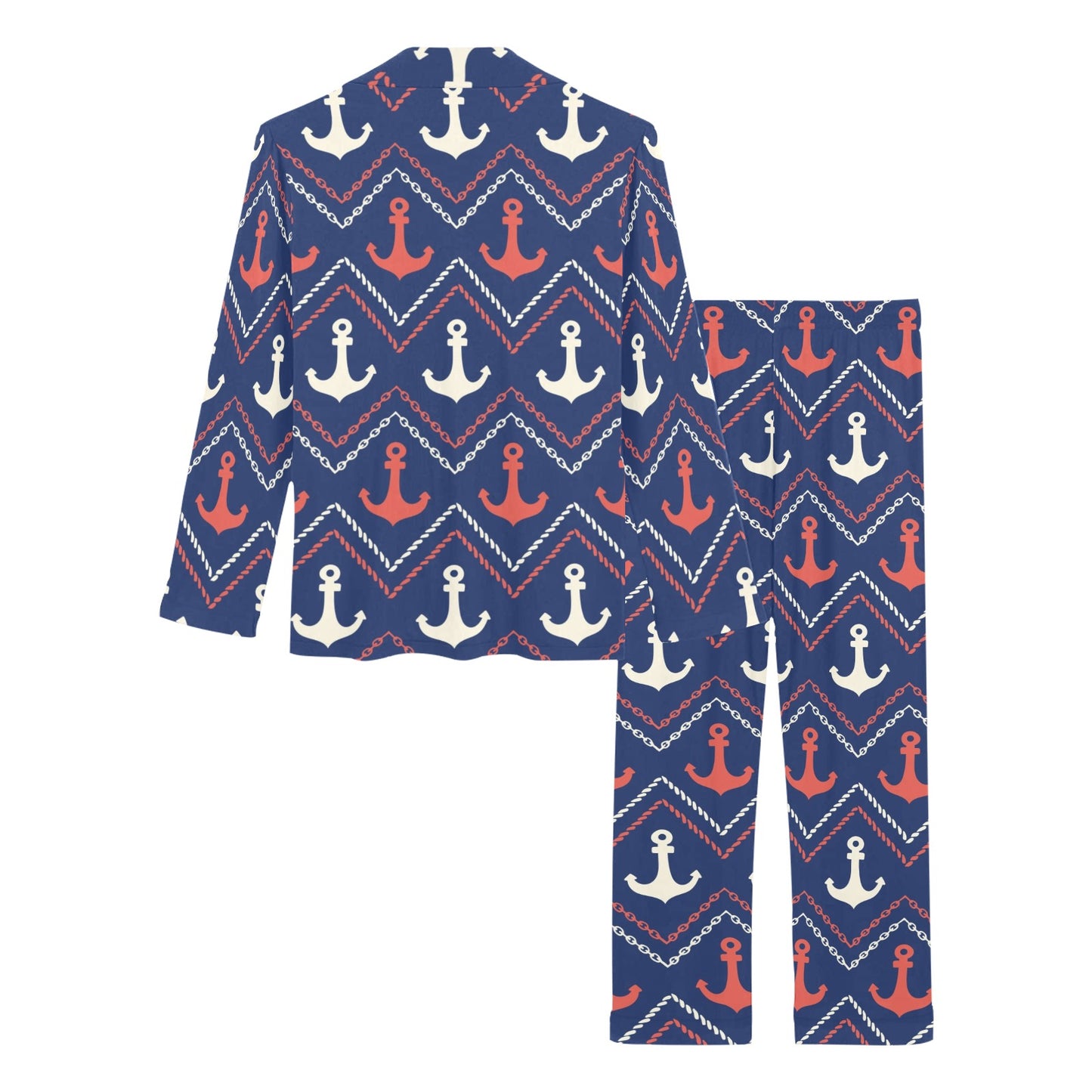 Anchor Pattern Print Design 07 Women's Long Pajama Set