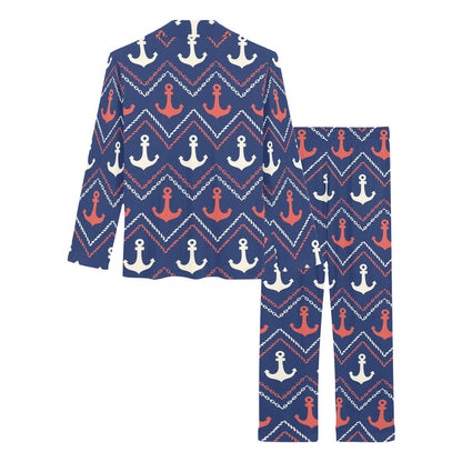 Anchor Pattern Print Design 07 Women's Long Pajama Set