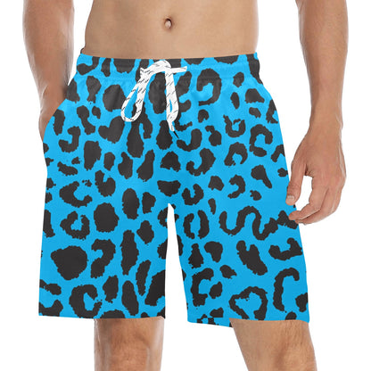 Cheetah Blue Print Pattern Men's Swim Trunks Beach Shorts