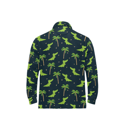 Alligator Pattern Print Design 02 Long Sleeve Polo Shirt For Men's