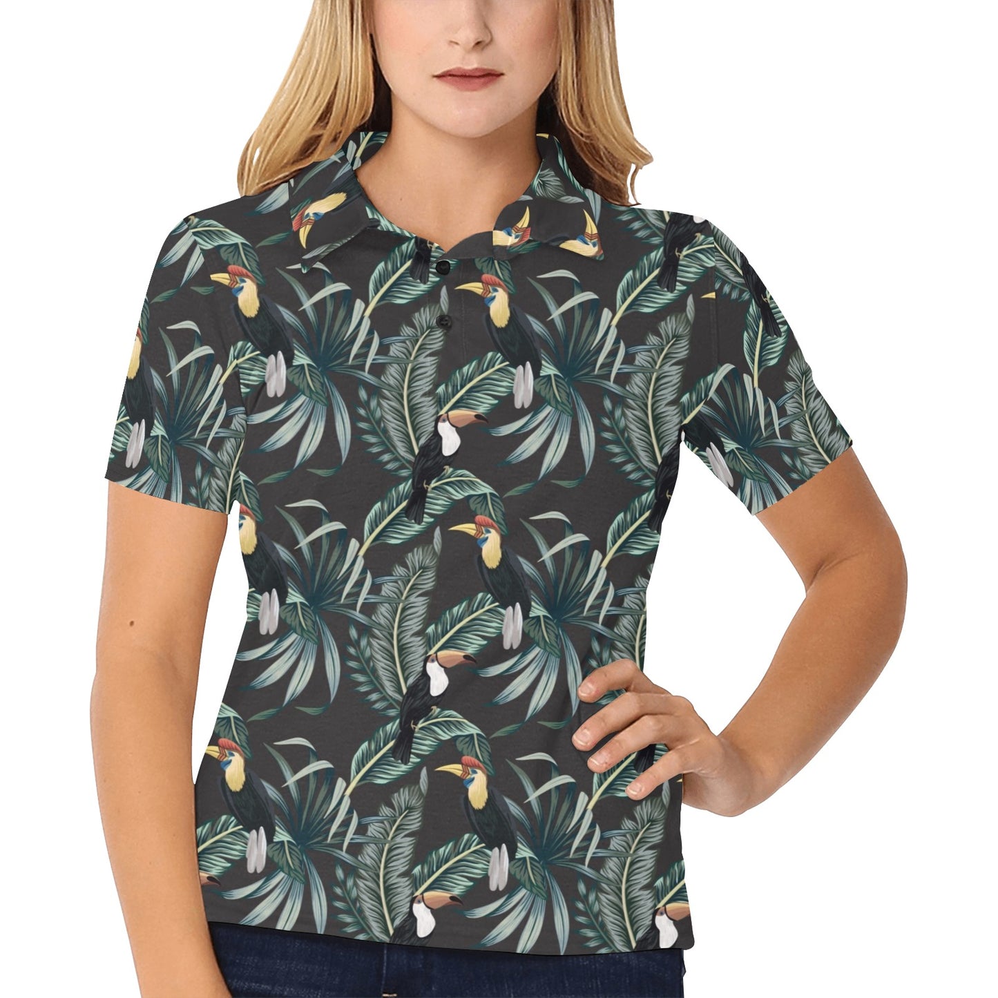 Rainforest Pattern Print Design RF06 Women's Polo Shirt