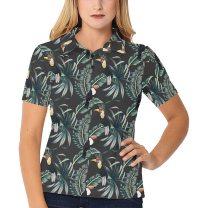 Rainforest Pattern Print Design RF06 Women's Polo Shirt