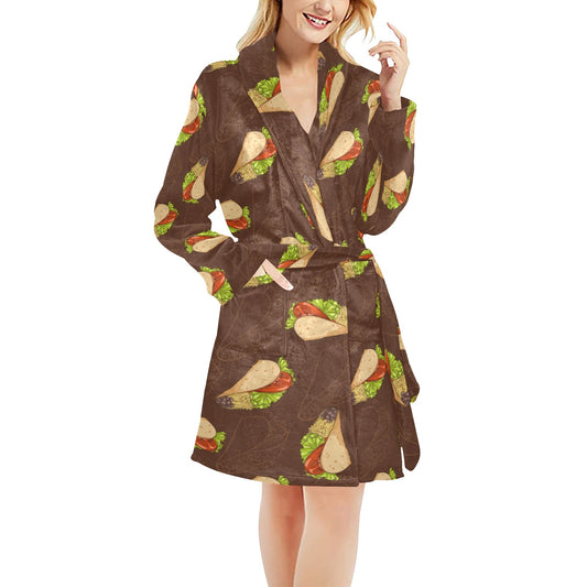 Taco Pattern Print Design TC08 Women's Fleece Robe