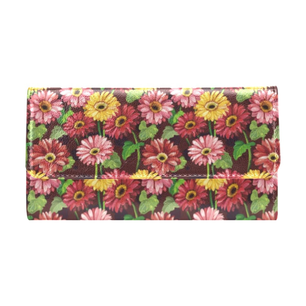 Daisy Gerbera Print Pattern Women's Trifold Wallet