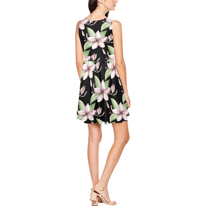 Plumeria Pattern Print Design PM02 Sleeveless Dress