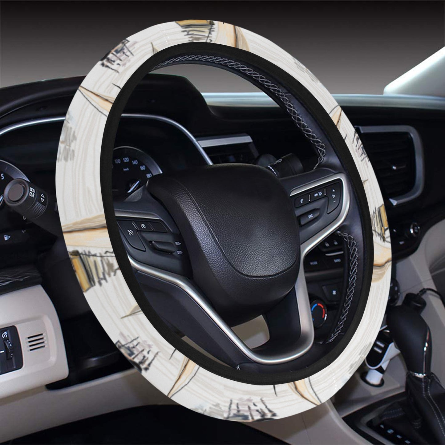 Sailboat Paint Pattern Print Design LKS307 Steering Wheel Cover with Elastic Edge