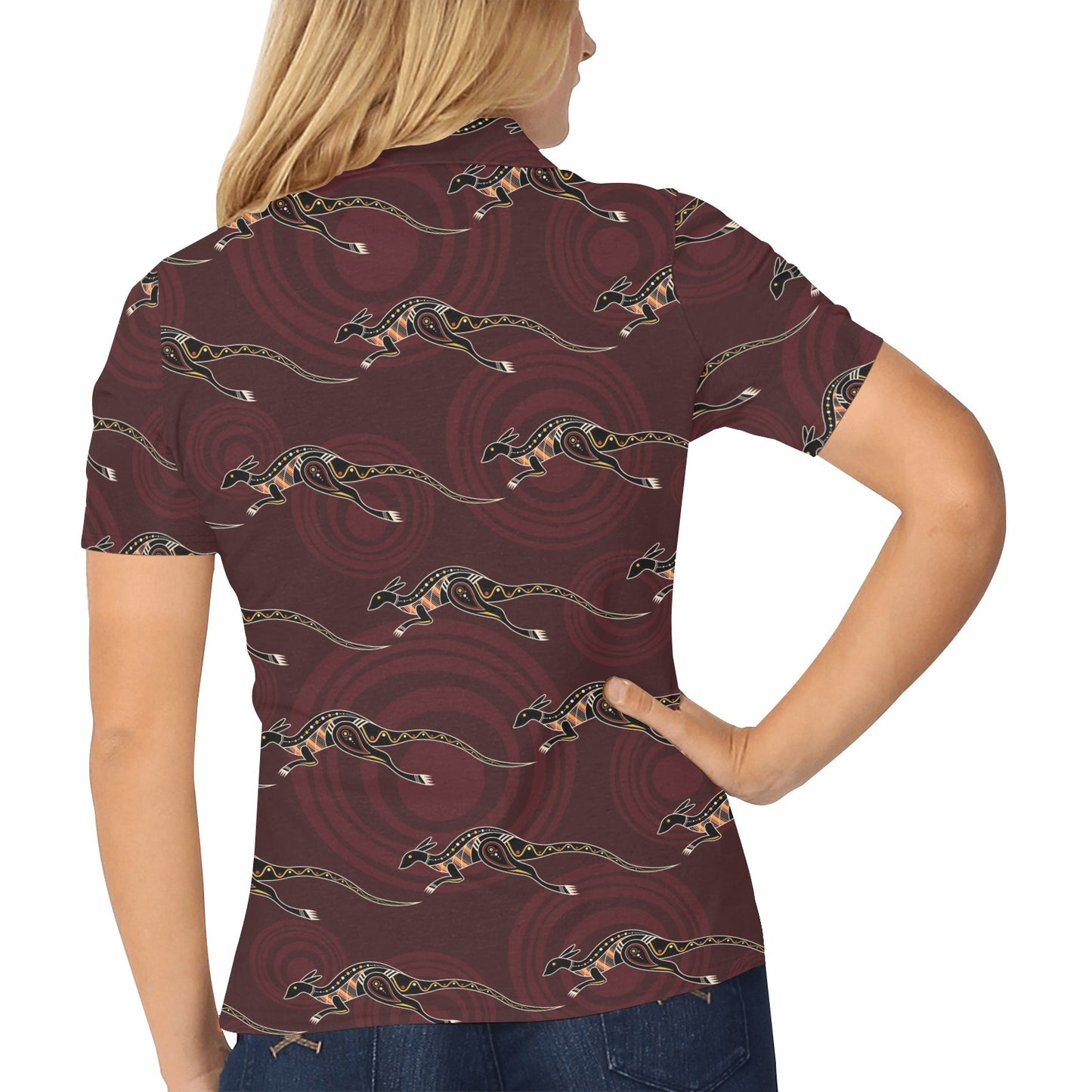 Kangaroos Pattern Print Design 05 Women's Polo Shirt