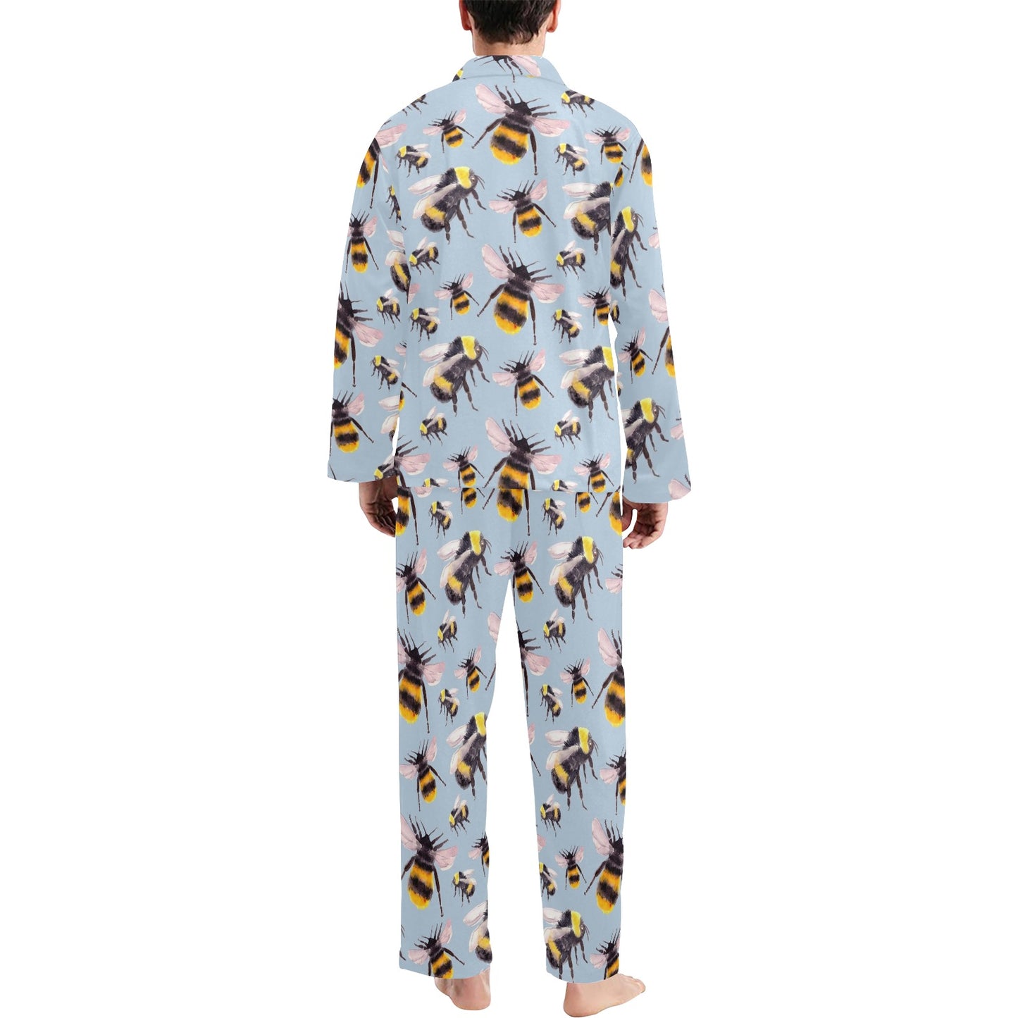 Bee Pattern Print Design BEE08 Men's Long Pajama Set