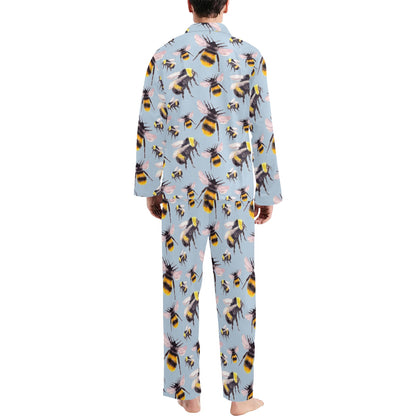 Bee Pattern Print Design BEE08 Men's Long Pajama Set