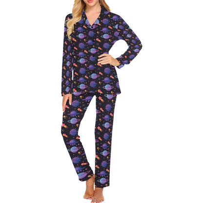 UFO Star Galaxy Print Design LKS308 Women's Long Pajama Set