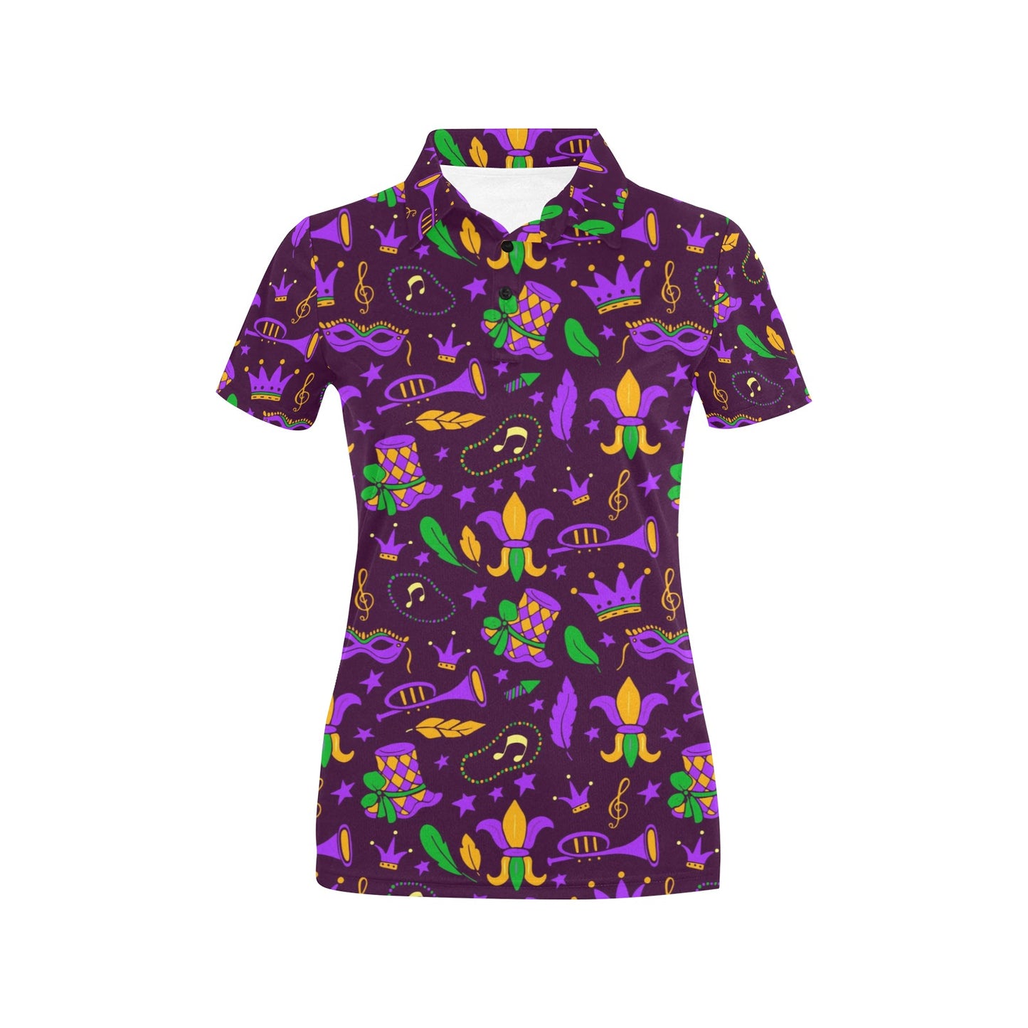 Mardi Gras Pattern Print Design 08 Women's Polo Shirt