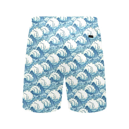 Wave Japan Style Print Design LKS304 Men's Swim Trunks Beach Shorts