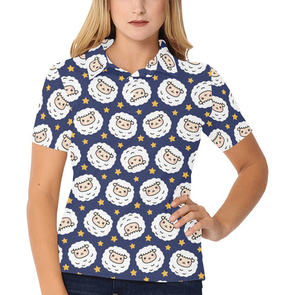 Sheep Print Design LKS402 Women's Polo Shirt