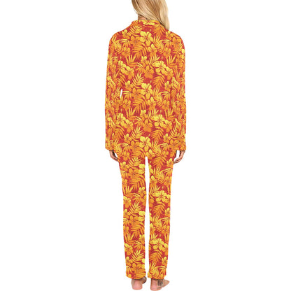 Hibiscus Summer Print Design LKS302 Women's Long Pajama Set