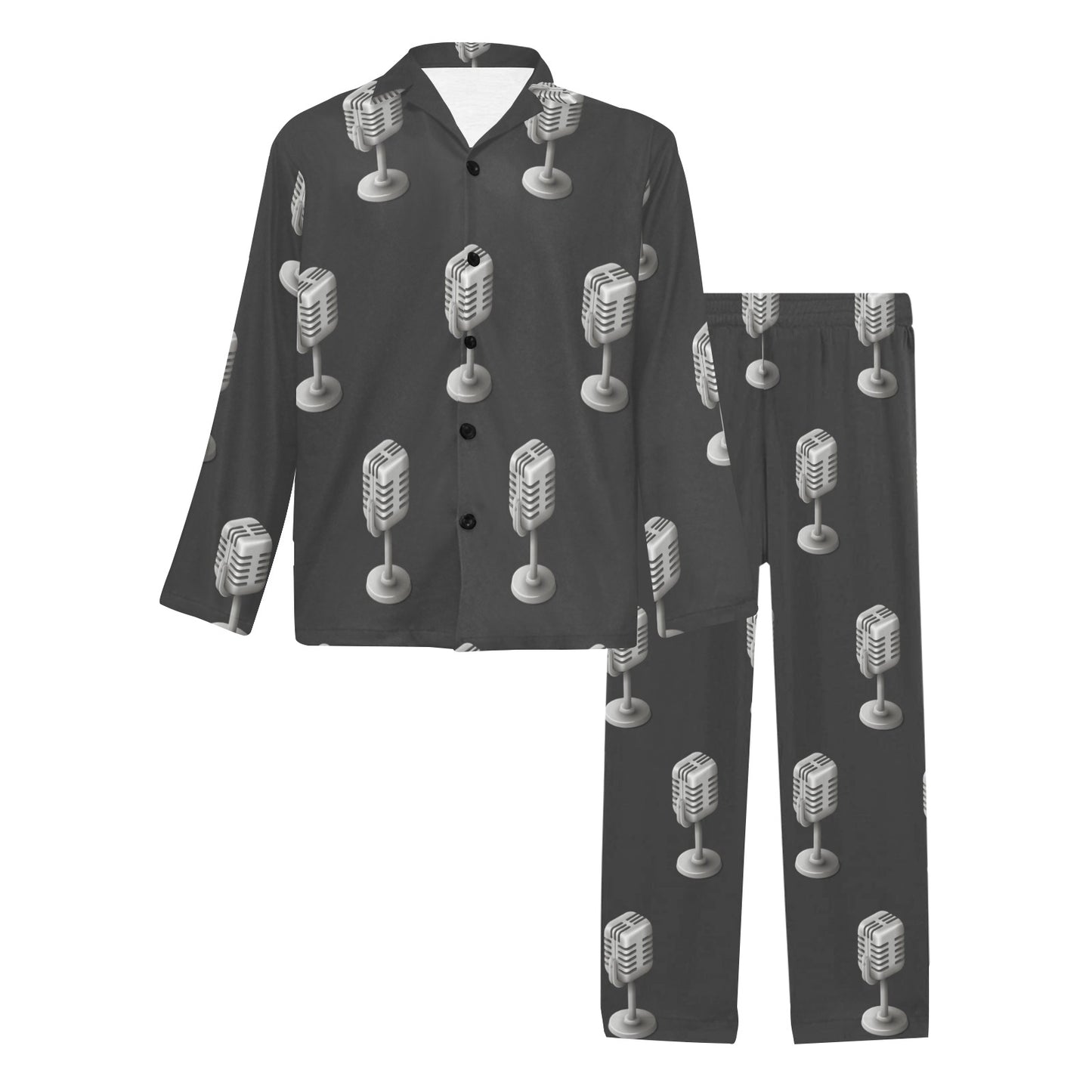 Microphone Vintage Pattern Print Design 01 Men's Long Pajama Set