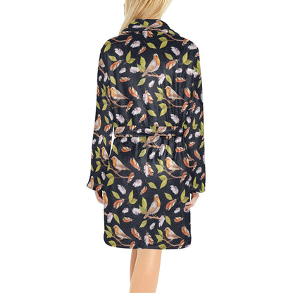 Birds Pattern Print Design 02 Women's Fleece Robe