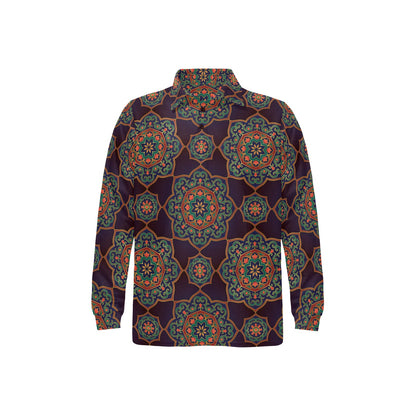 Medallion Pattern Print Design 03 Long Sleeve Polo Shirt For Men's
