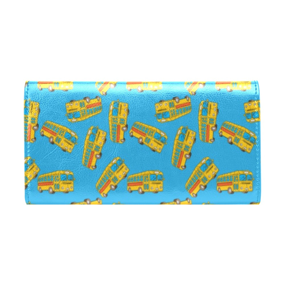 School Bus Print Design LKS302 Women's Trifold Wallet