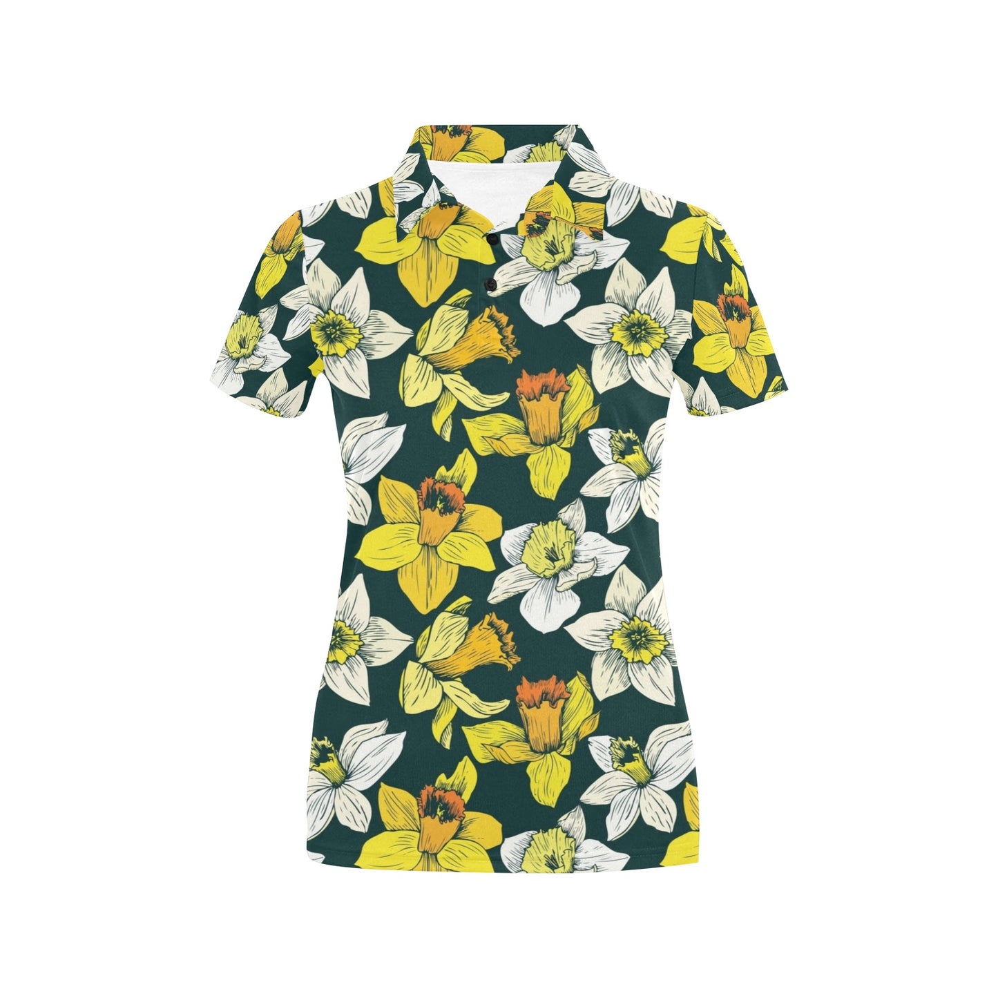 Daffodils Pattern Print Design DF02 Women's Polo Shirt