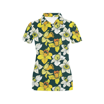 Daffodils Pattern Print Design DF02 Women's Polo Shirt