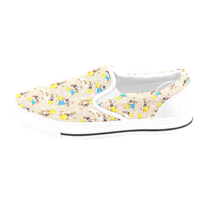 Russell Terriers Cute Print Design LKS304 White Slip Ons Canvas Women's Shoes