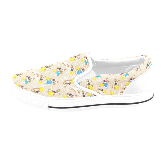 Russell Terriers Cute Print Design LKS304 White Slip Ons Canvas Women's Shoes