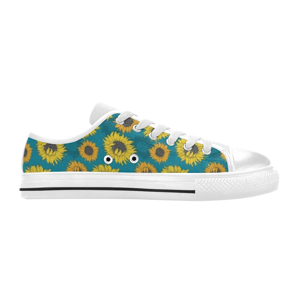 Sunflower Print Design LKS301 Women's White Low Top Shoes